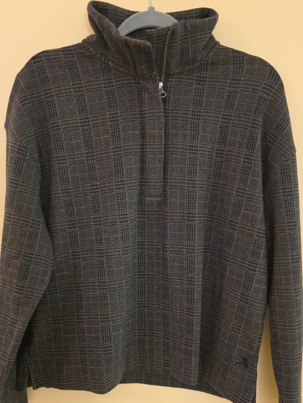 Orvis Women's 1/4 Zip Plaid Sweater in Green & Navy